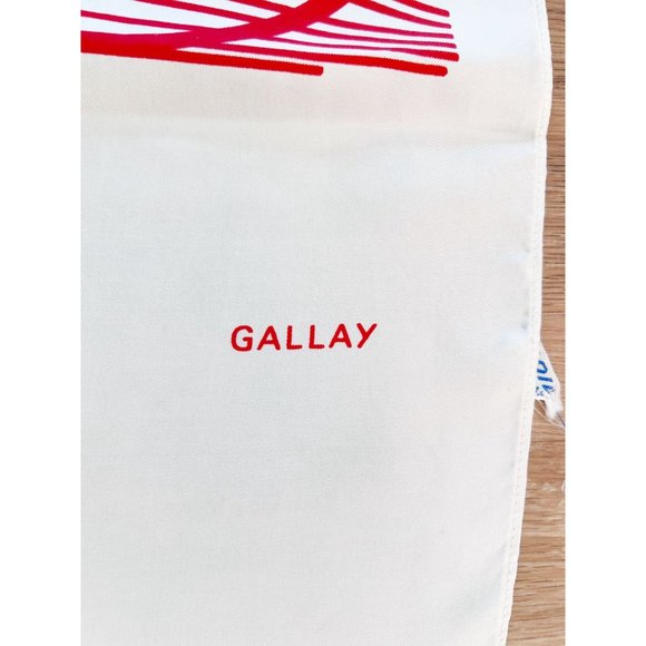 Vintage French Designer Red Silk Concentric Circle Scarf Modernist Graphic - Picture 4 of 5